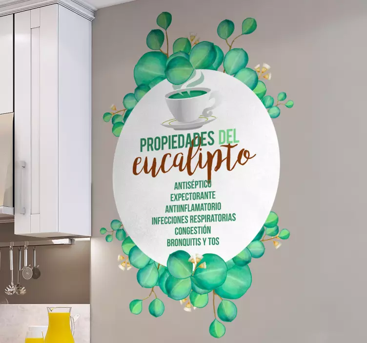 Vinilo frase propiedades eucalipto - TenVinilo