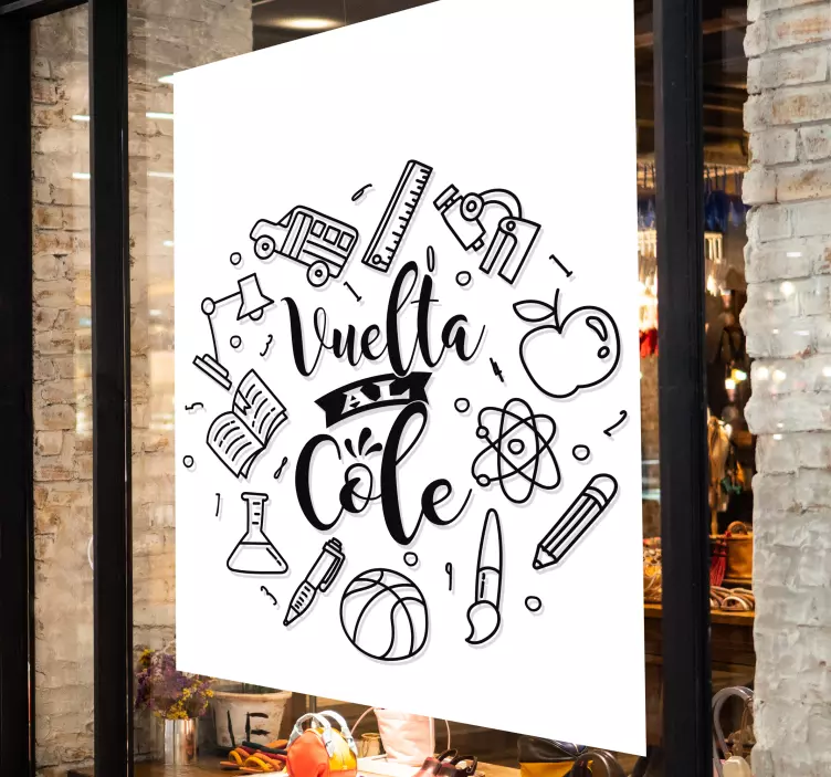 Vinilo frase vuelta al cole material escolar - TenVinilo