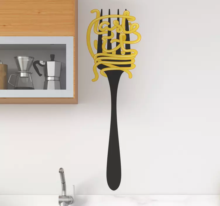 Vinilo gastronomía diseño de tenedor juguetón - TenVinilo