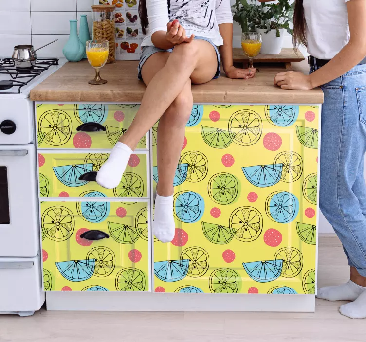 Vinilo gastronomía patrón de rodajas de fruta - TenVinilo