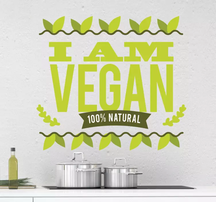 Vinilo gastronomía soy vegano 100% natural - TenVinilo