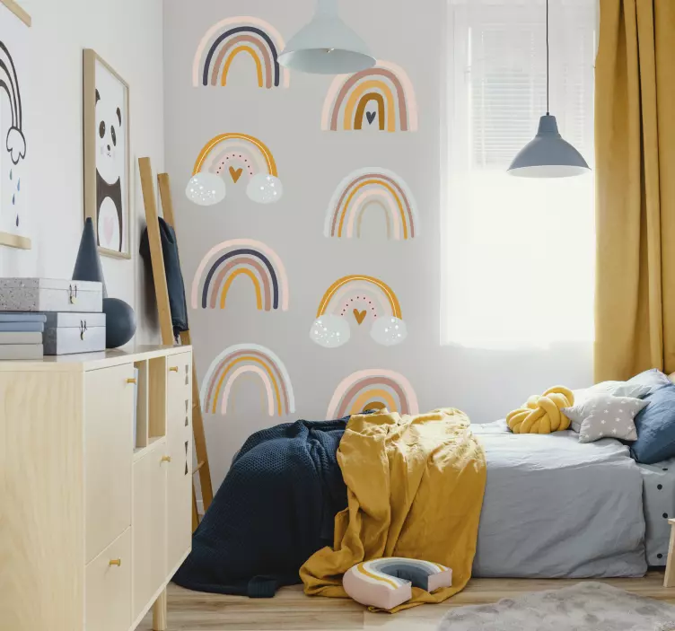 Vinilo habitación infantil arcoíris bohemio - TenVinilo