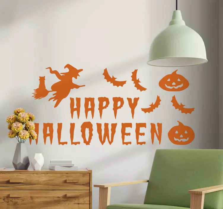 Pegatina Halloween frase happy halloween - TenVinilo