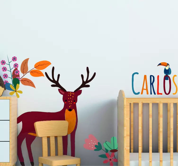 Vinilo ilustración de ciervo personalizable - TenVinilo