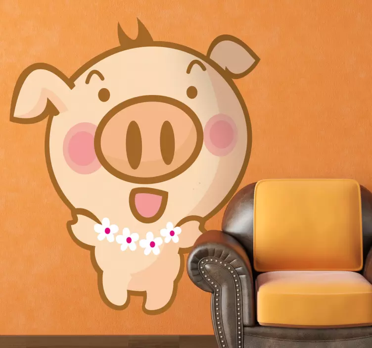 Vinilo infantil cerdo hawaiano - TenVinilo