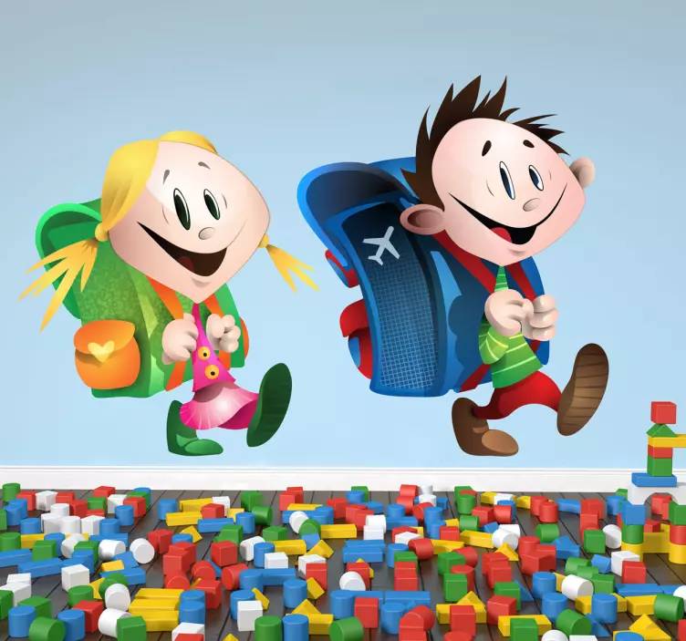 Vinilo infantil pareja de estudiantes - TenVinilo