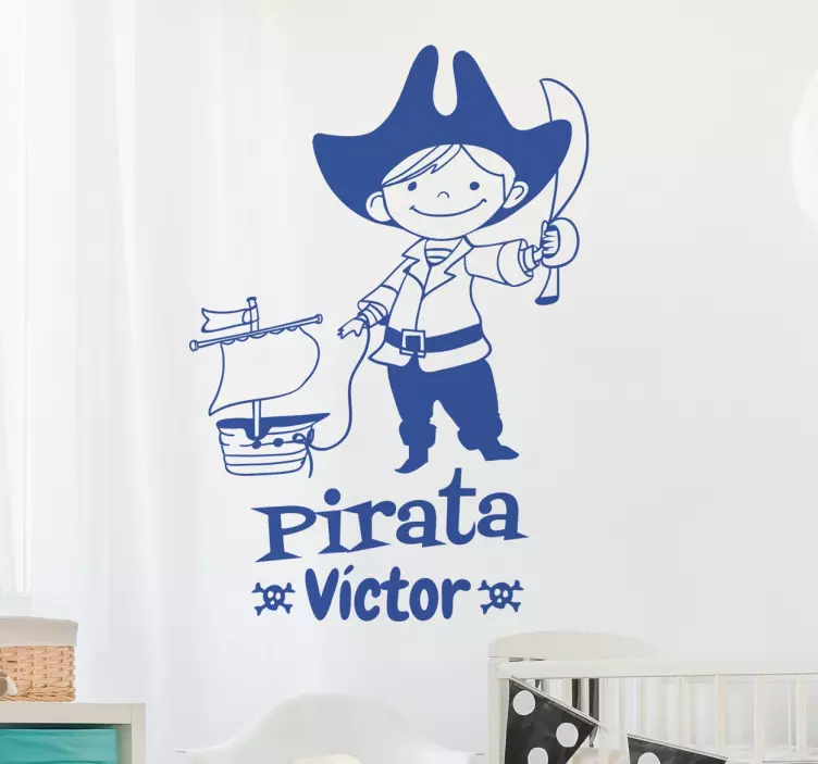 Vinilo infantil personalizable nombre pirata - TenVinilo