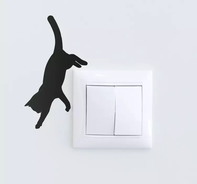Vinilo interruptor de luz gato saltando - TenVinilo