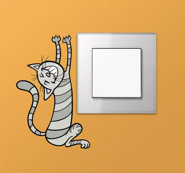 Vinilo interruptor gato gris divertido - TenVinilo