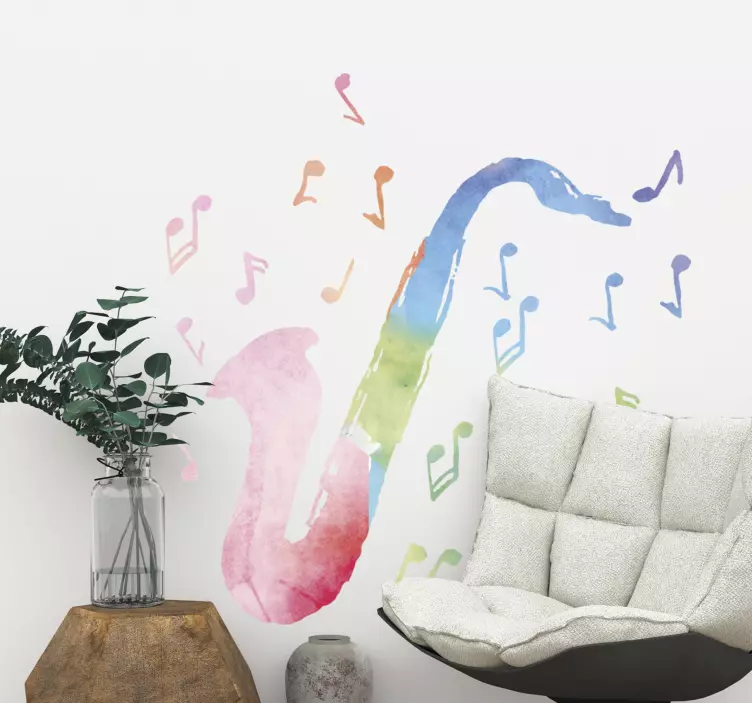 Vinilo jazz saxofón acuarela - TenVinilo