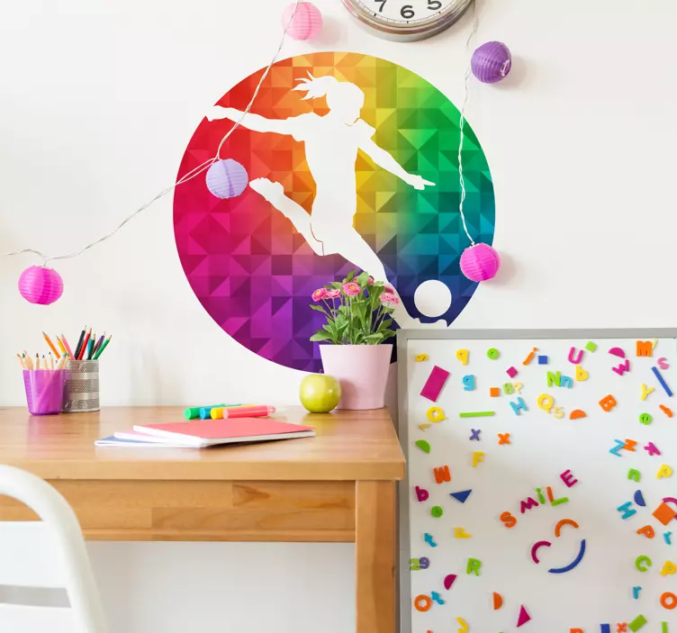 Vinilo jugadora de fútbol femenino multicolor - TenVinilo