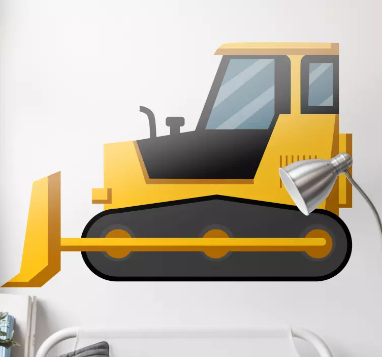 Pegatina juguete Excavadora amarillo y negro bulldoser kids - TenVinilo