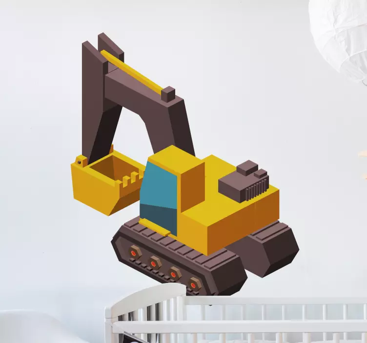 Pegatina juguete Excavadora modelo 3d niños máquina - TenVinilo