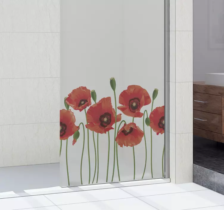 Vinilo decorativo de la ventana de baño amapolas - TenVinilo