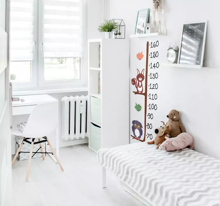 Vinilo medidor de altura de búhos y conejos - TenVinilo