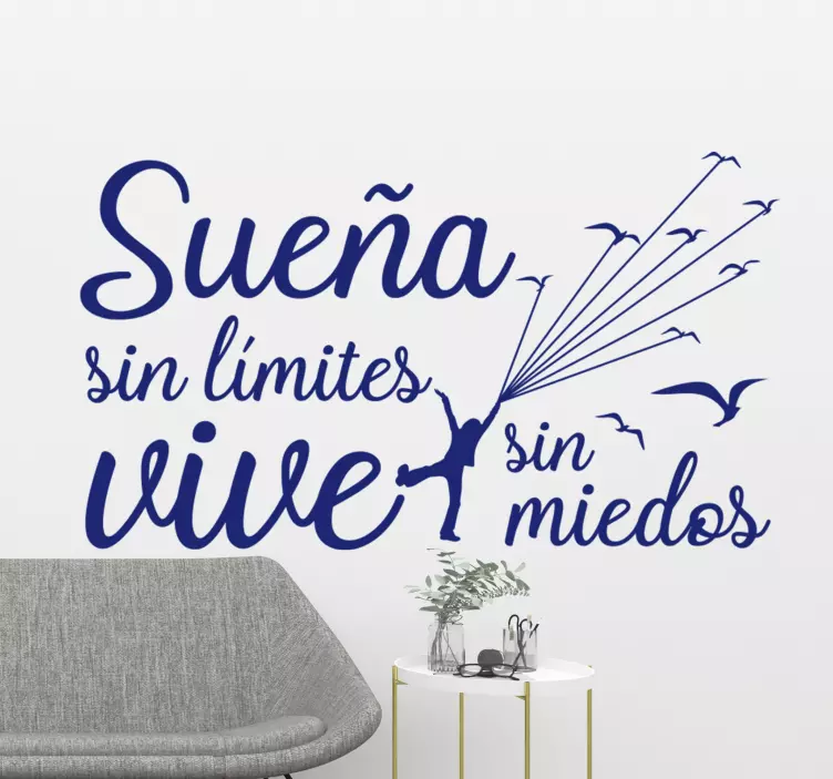 Vinilo pared frase motivadora sueña sin límites - TenVinilo