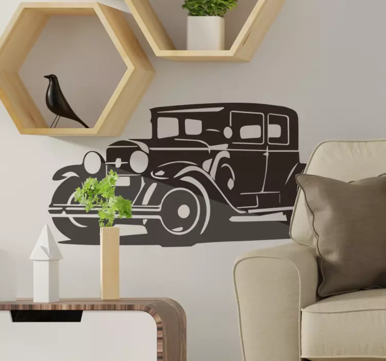 Vinilo motor coche clásico vintage - TenVinilo