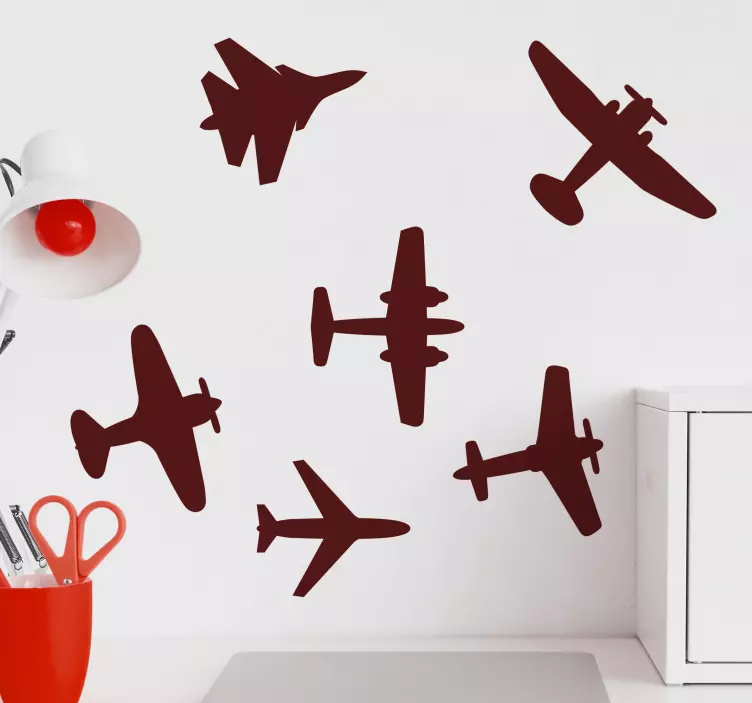 Vinilo motor siluetas de aviones antiguos - TenVinilo