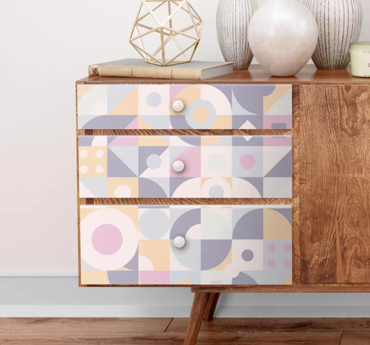 Vinilo para mueble Arte moderno geométrico pastel - TenVinilo
