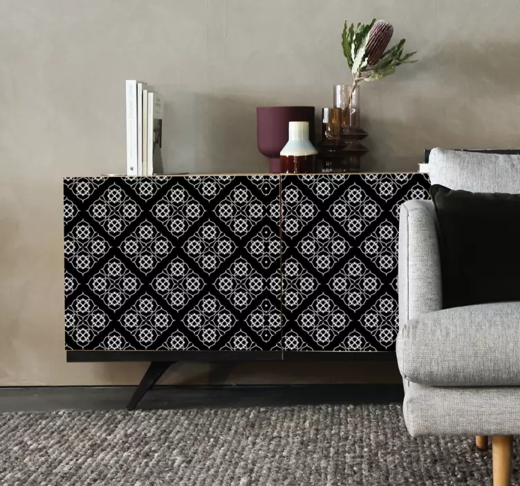 Vinilo para mueble Azulejo blanco y negro como decoración cuadrad - TenVinilo