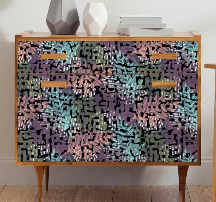 Vinilo para mueble Colorida flora llamativa original - TenVinilo