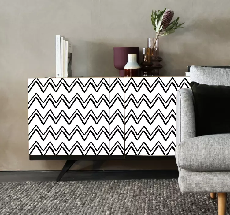 Vinilo para mueble Diseño irregular en zig zag en blanco y negro - TenVinilo