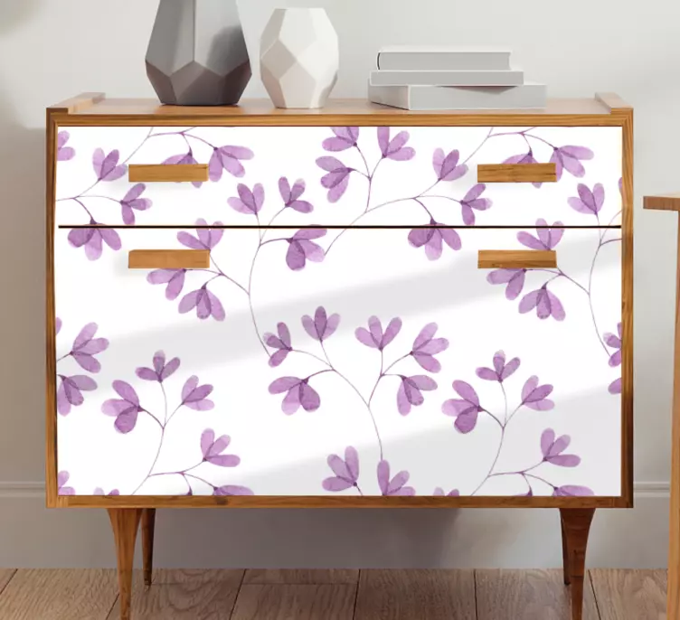 Vinilo para mueble Diseño rosa de hojas - TenVinilo