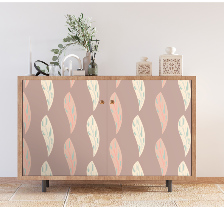 Vinilo para mueble Dos formas diferentes de hojas rosadas. - TenVinilo