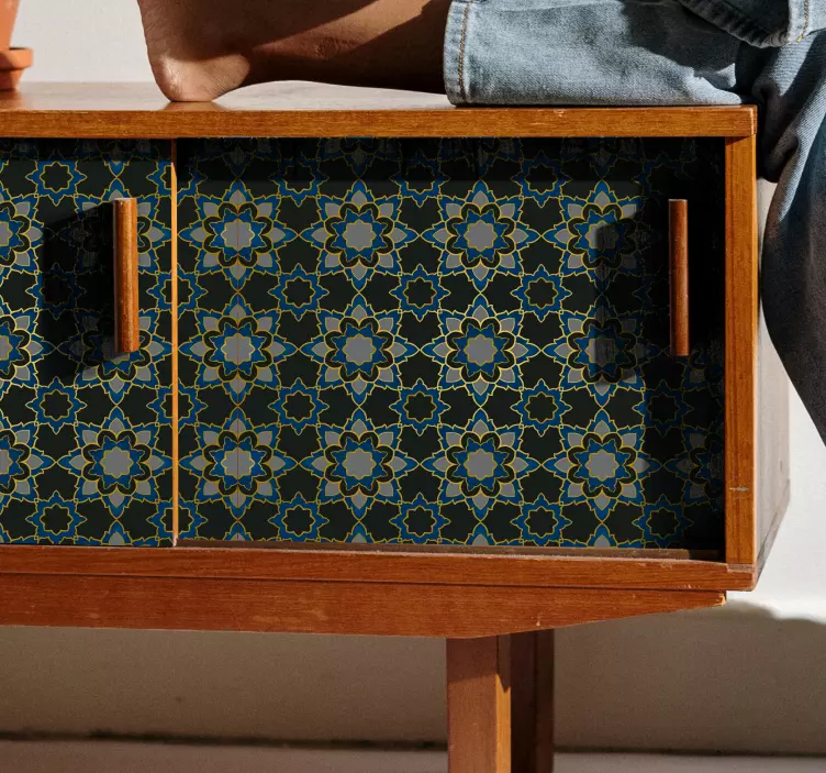 Vinilo para mueble Estrella, patrón de mandala de flores - TenVinilo