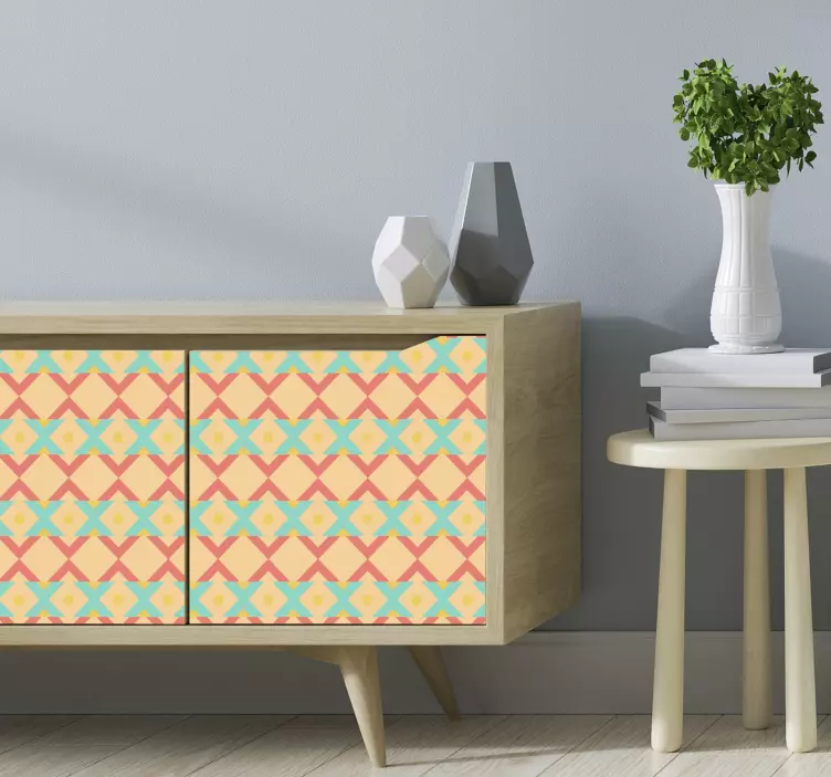 Vinilo para muebles étnico naranja y verde - TenVinilo