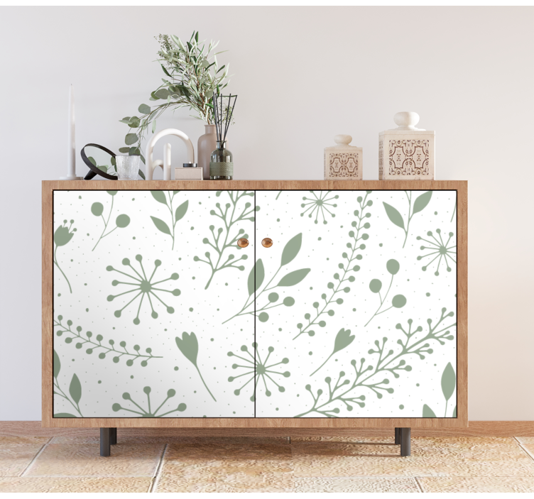 Vinilo para mueble Hojas verdes dulces con diseño floral - TenVinilo