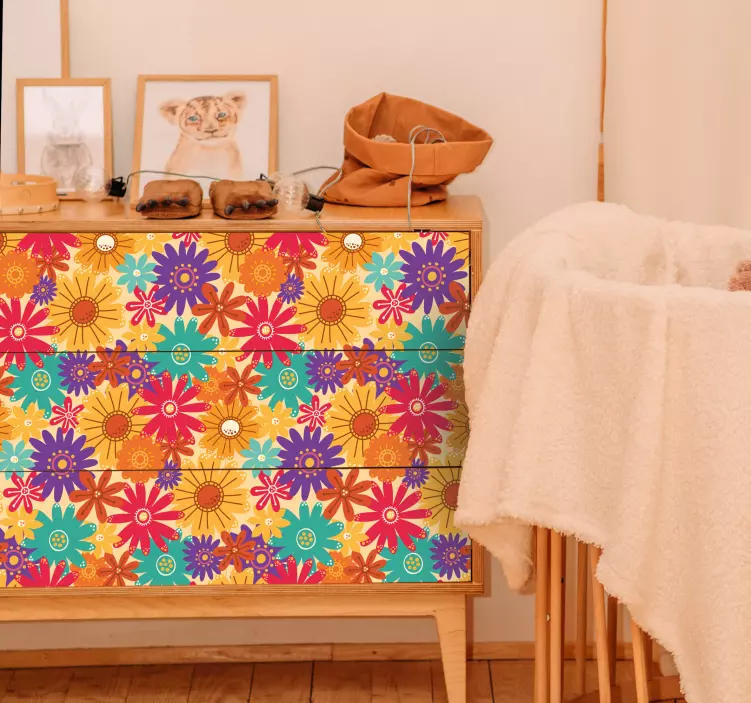 Vinilo para mueble Muchas flores - TenVinilo