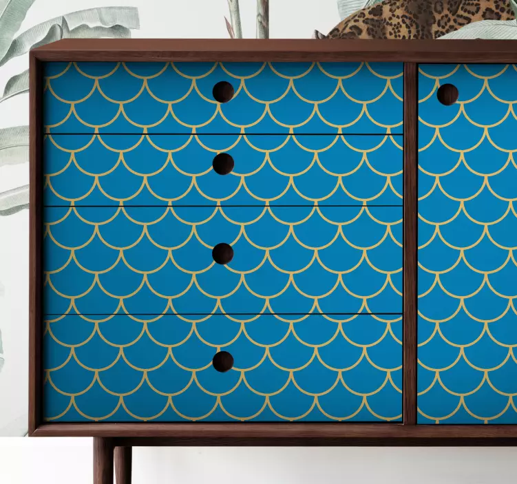 Vinilo para mueble Patrón de escamas de pescado azul - TenVinilo