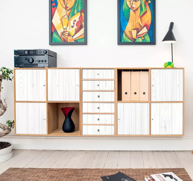 Vinilo para muebles patrón madera blanca - TenVinilo