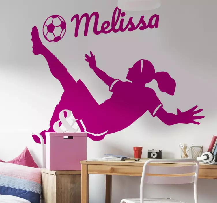 Vinilo fútbol mujer futbolista personalizable - TenVinilo