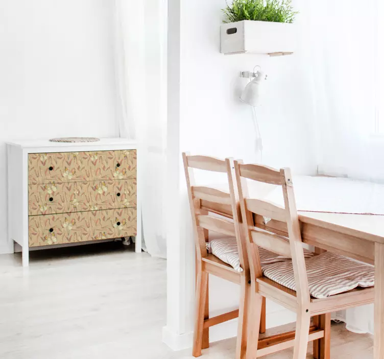 Vinilo para mueble patrón de flores de otoño - TenVinilo