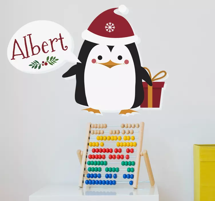 Vinilo navidad pingüino personalizable - TenVinilo