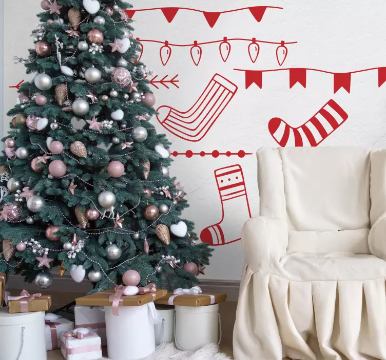 Vinilo navideño patrones festivos - TenVinilo