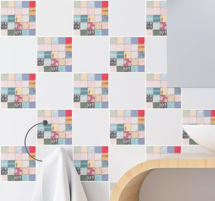 Azulejo adhesivo cuadrados de mosaico coloridos - TenVinilo