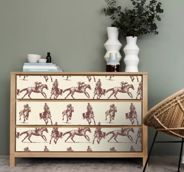 Vinilo para mueble motivo de patrón ecuestre - TenVinilo
