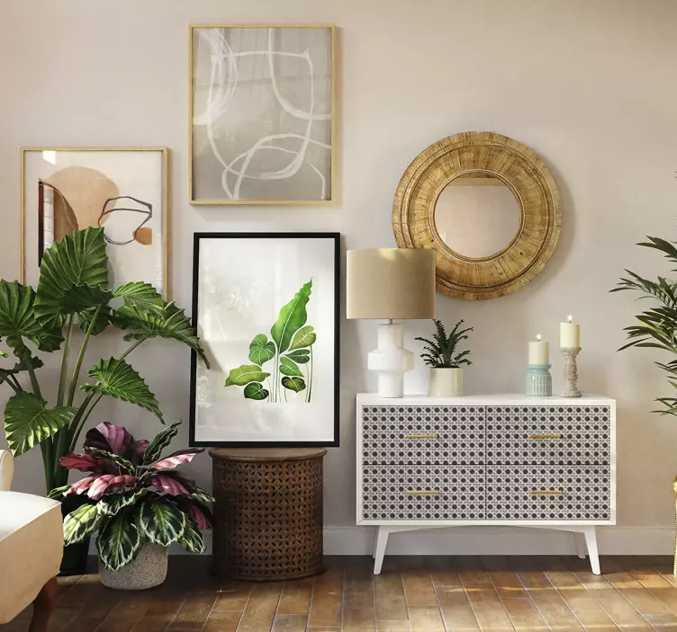 Vinilo para mueble patrón de hojas contemporáneo - TenVinilo