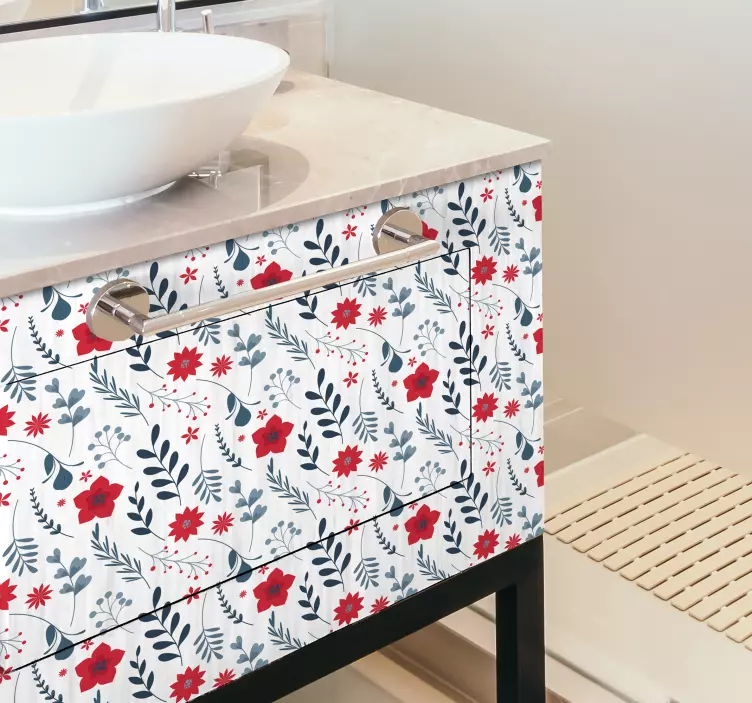 Vinilo para armario de baño estilo floral - TenVinilo