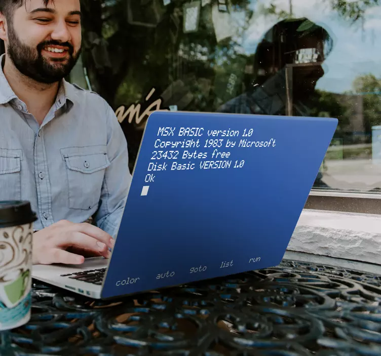 Vinilo para laptop MSX fondo azul - TenVinilo