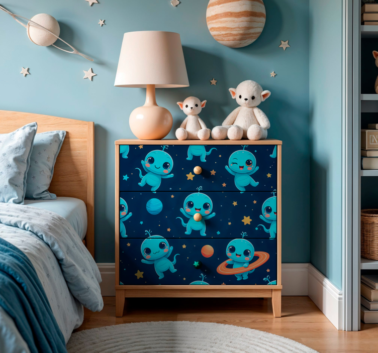 Vinilo para mueble criaturas astronómicas azules - TenVinilo