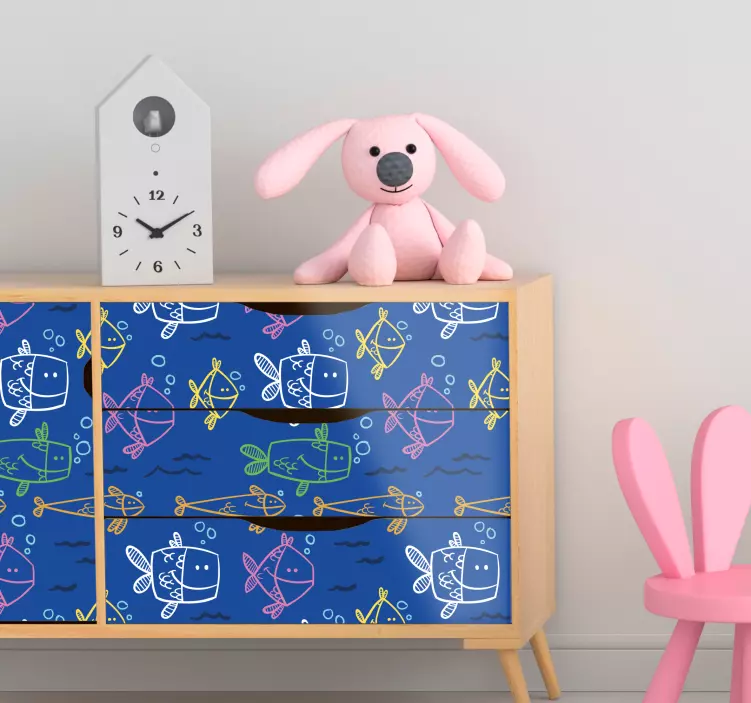 Vinilo para mueble motivo de peces vibrantes - TenVinilo
