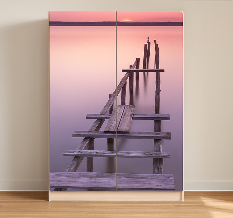 Vinilo para mueble terraza al atardecer - TenVinilo