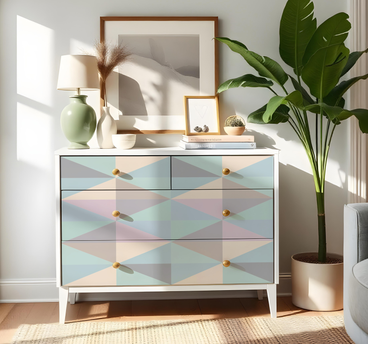 Vinilo para mueble triángulos de colores pastel - TenVinilo