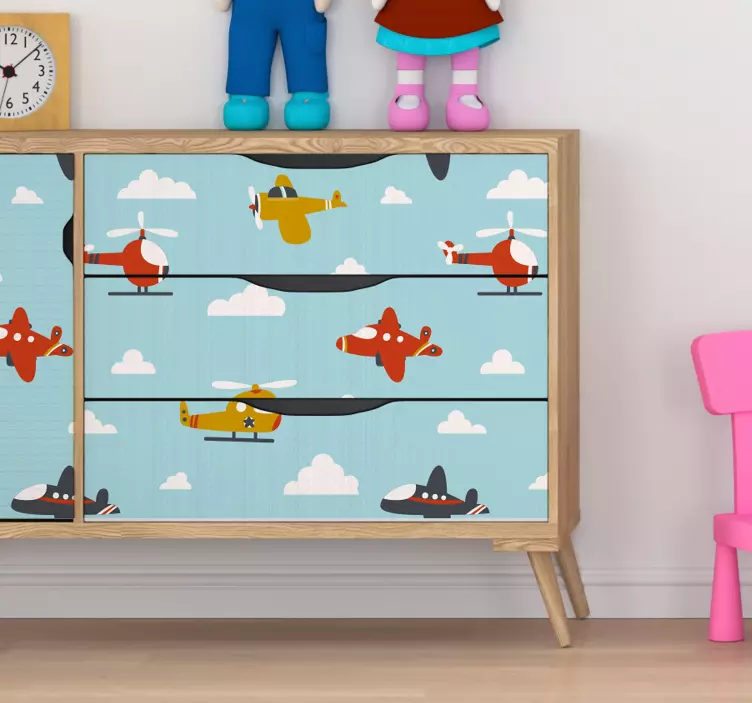 Vinilo infantil para muebles cielo y aviones - TenVinilo