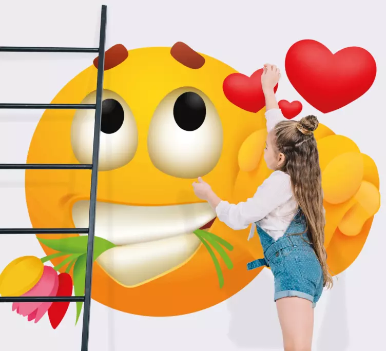 Vinilo pared Lindo emoji de cara de flor - TenVinilo