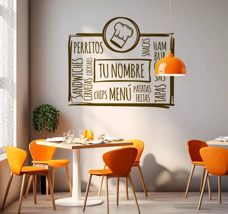 Vinilo pared restaurante menú personalizable - TenVinilo